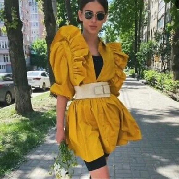 New ZARA RUFFLED VOLUMINOUS DRESS - Picture 5 of 17